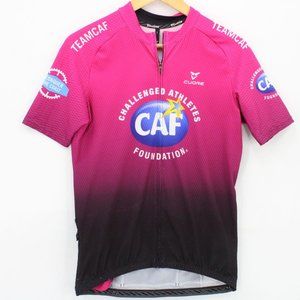 CUDRE Cycling Jersey Womens Pink Gradient Full Zip Short Sleeve Polyester Large